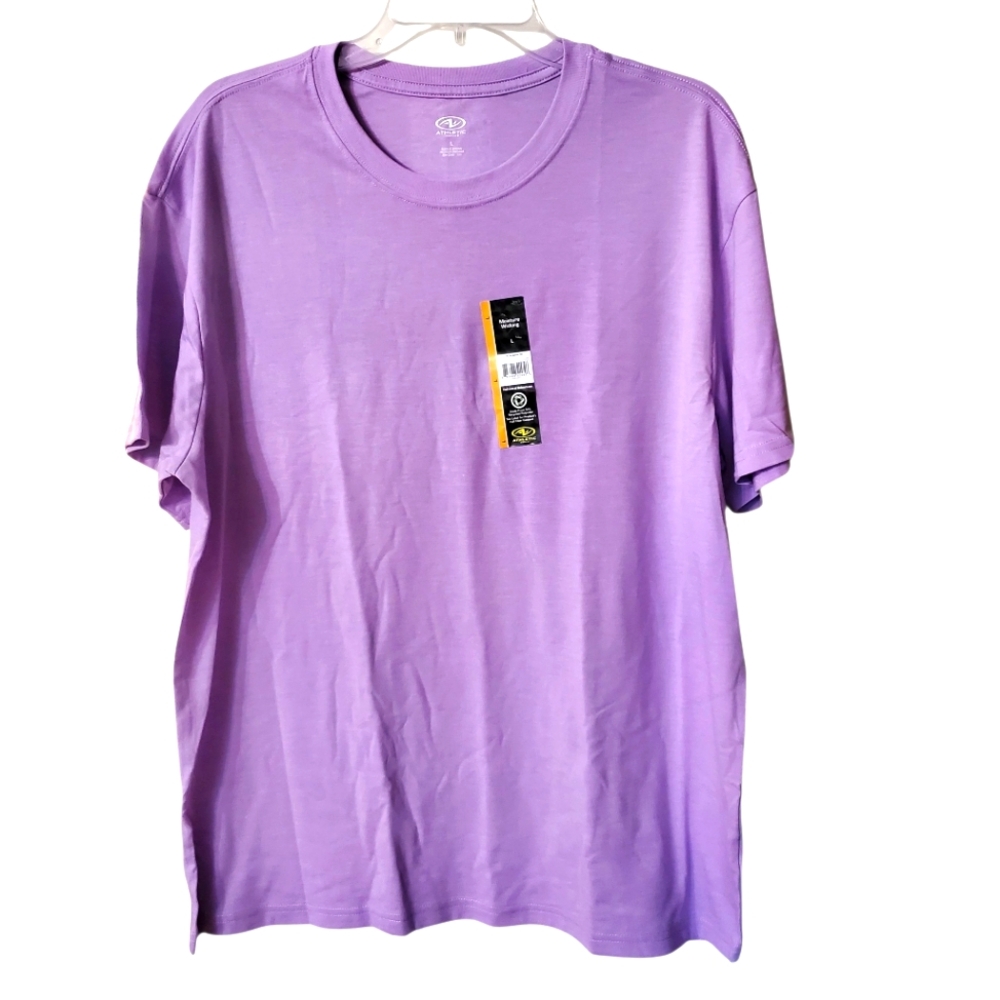 NWT Athletic Works Mens LARGE Short Sleeve Moisture Wicking T-Shirt Tee Purple